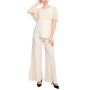 NEW MARINA boat neck embellished capelet sleeve top & wide leg pant set in champ